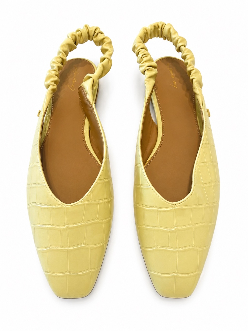 Circus by Sam Edelman Yellow Croc Embossed Slingback Flats Women’s 10